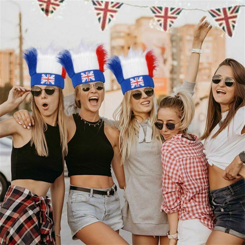 Dress Head Covers Red White Blue Headband Wig Union Jack Flag Jubilee Hats