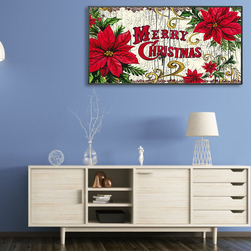 Christmas Flower Frameless Picture Oil Paint By Numbers Hand Painted Picture