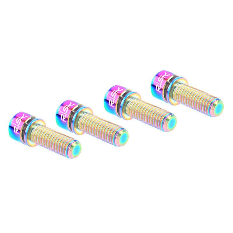 RISK 4pcs MTB Road Bike Disc Brake Clamp Crank Screws (Dazzling M6x18) Newly