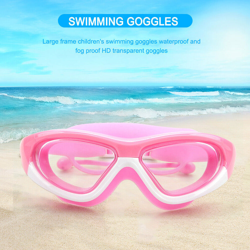 Swimming Glasses Waterproof HD Anti-fog Kids Diving Goggles (Pink White) Newly