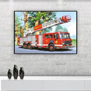 5D DIY Full Drill Diamond Painting Fire Truck Cross Stitch Mosaic Kit Wall Decor