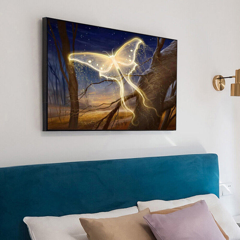 DIY Luminous Butterfly Rhinestone Drawing Art Full Round Drill Diamond Picture