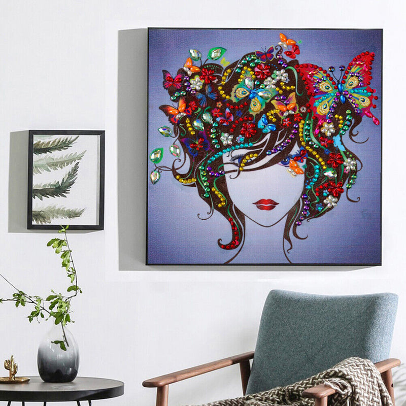 5D DIY Part Drill Diamond Painting Short Hair Girl Special Shaped Picture