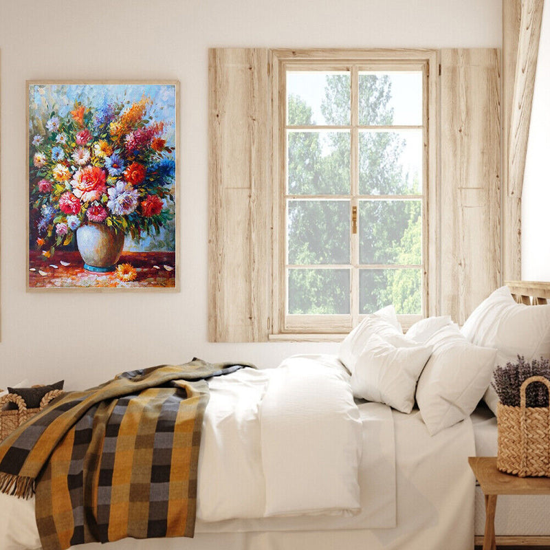 Flower Oil Paint By Numbers Kits DIY Canvas Wall Art Picture Craft Home Decor