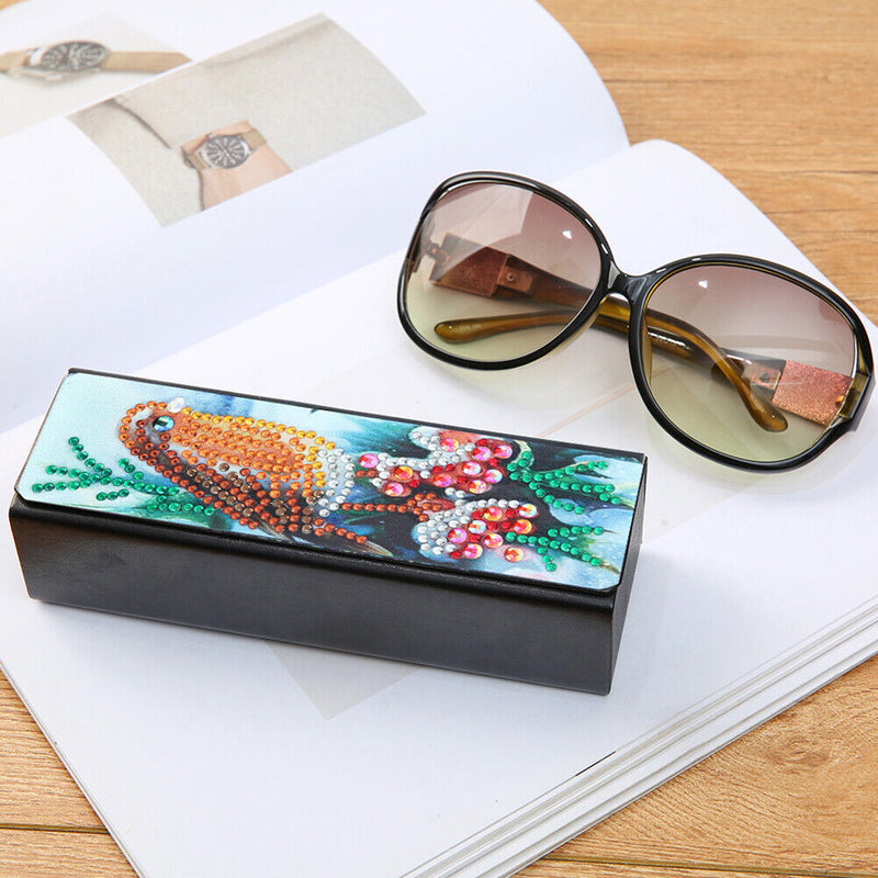 DIY Leather Diamond Painting Glasses Storage Case Mosaic Kit (Q34 Bird) Newly