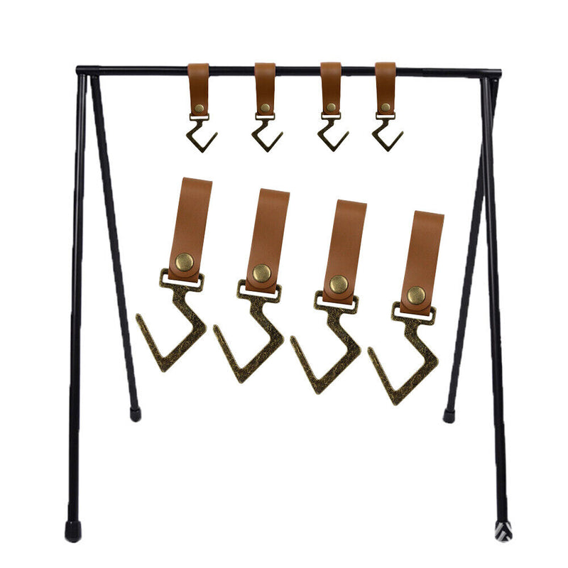 4pcs Outdoor Camping Leather Hook Finishing Hooks Kitchen Pot Pan Hanger Newly