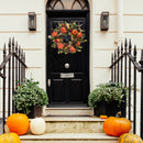 Halloween Fall Peony Pumpkins Wreath Plastic Holiday Wall Hanging Garlands Decor