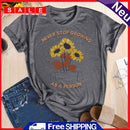 Digital Print Person Flower Vase T-Shirt (Grey XL)