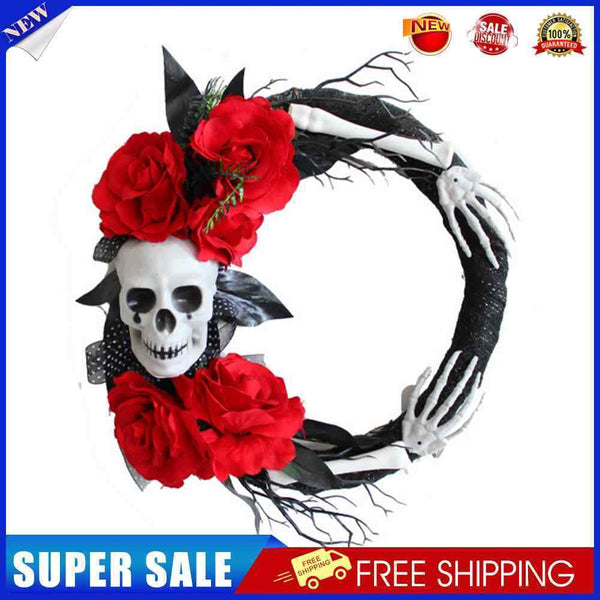 Halloween Wreath Red Rose Ghost Hand Wall Garland Festive Decor for Door Wi