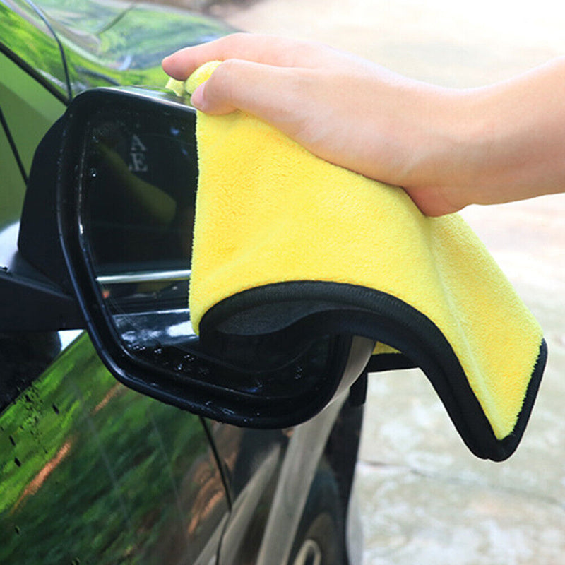 Thick Super Absorbent Coral Fleece Towel for Car Wash Home Cleaning Yellow+Gr