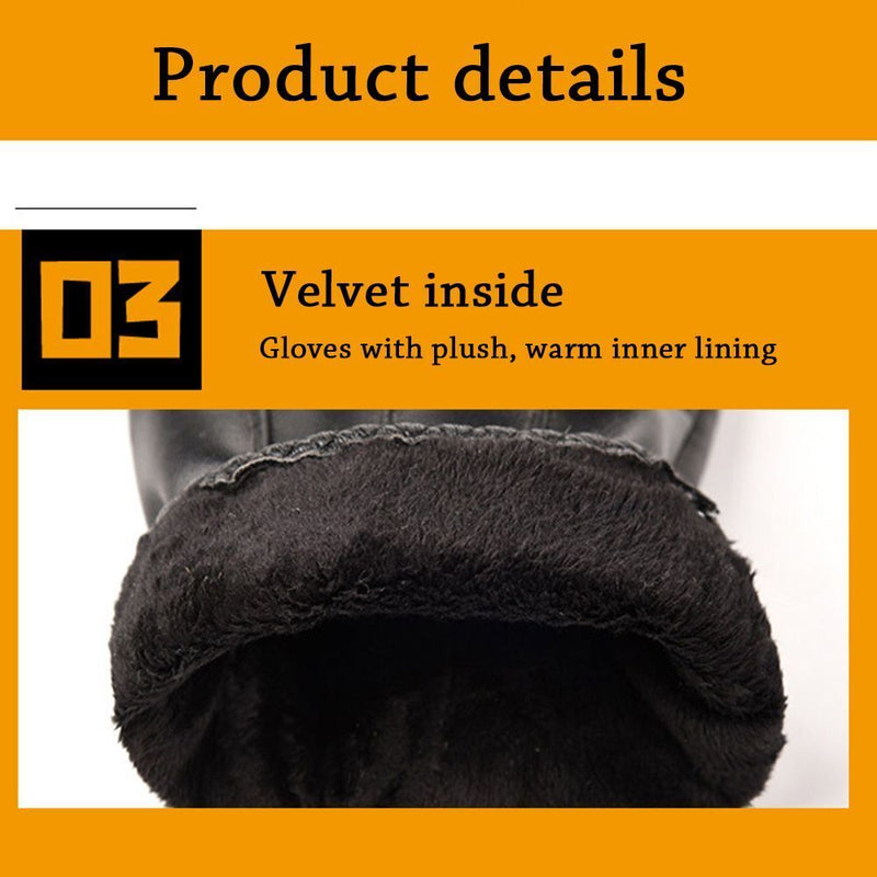 Warm Waterproof Touch Screen Gloves PU Leather Gloves Thicken Fleece Guantes