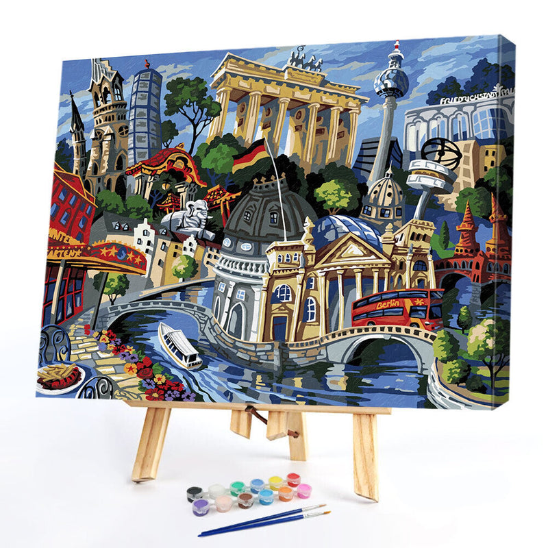 Old Buildings Oil Paint By Numbers Kits DIY Handpainted on Canvas Wall Art