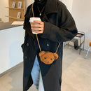 Plush Shoulder Crossbody Bag Women Kids Cute Bear Shaped Mini Purse (White)