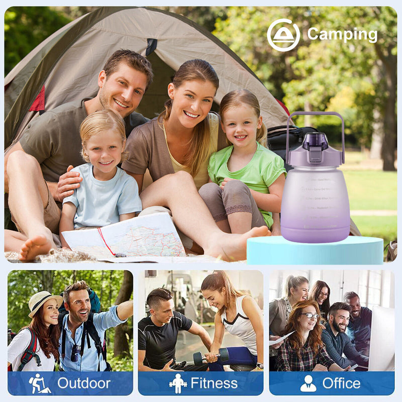 Motivational Water Bottle Portable Big Belly Bottle with Handle & Strap for Kid