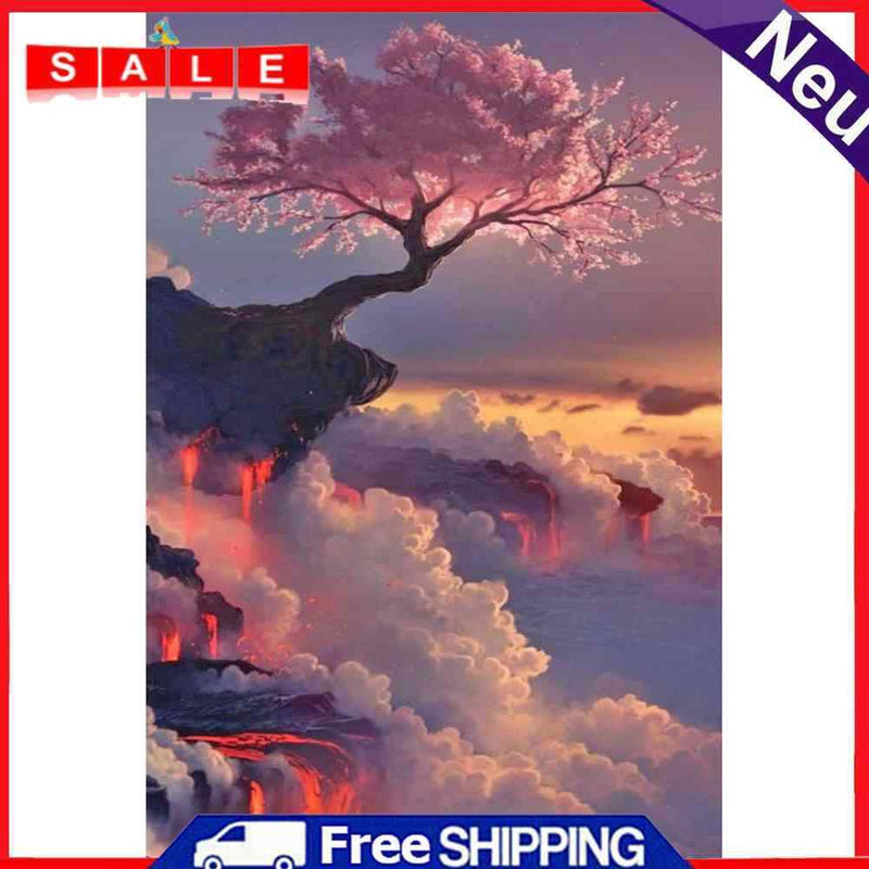 11CT Full Cross Stitch Sakura Tree Counted DIY Embroidery Crafts Home Decoration