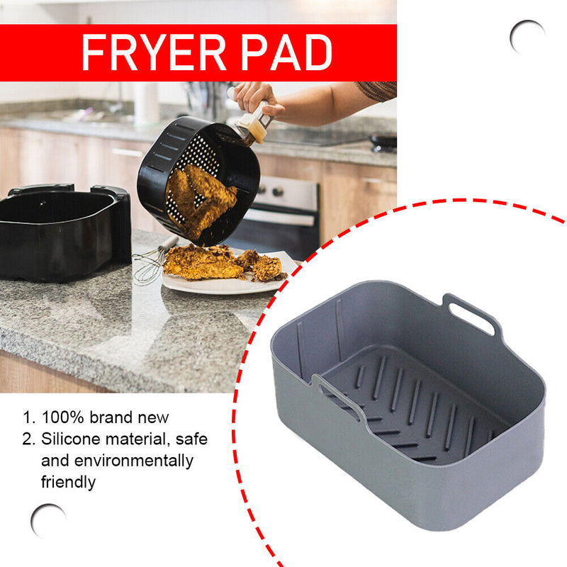 Silicone Air Fryer Liner Oven Baking Fryer Pot Basket Mat for 8QT (Grey) Newly