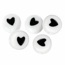 50stk x Schwarz weiß &Love Herz Valentin Acryl Rund P V5Y5 und X6I2 Flach S0Y4