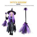 Halloween Witch Broom Plastic Witch Broomstick Kid Color Broom (Purple)