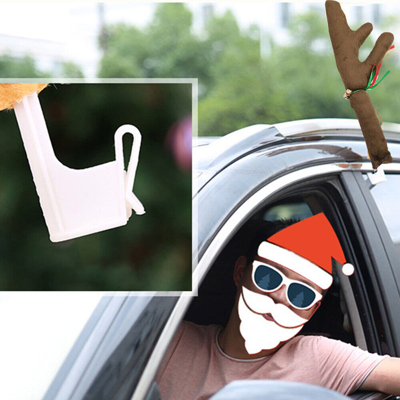 Christmas Car Deer Antlers Nose Horn Costume Truck Holiday Decor (A Brown) Newly