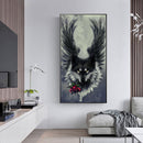 5D DIY Full Drill Round Shape Wing Wolf Rhinestone Diamond Drawing Home Decor