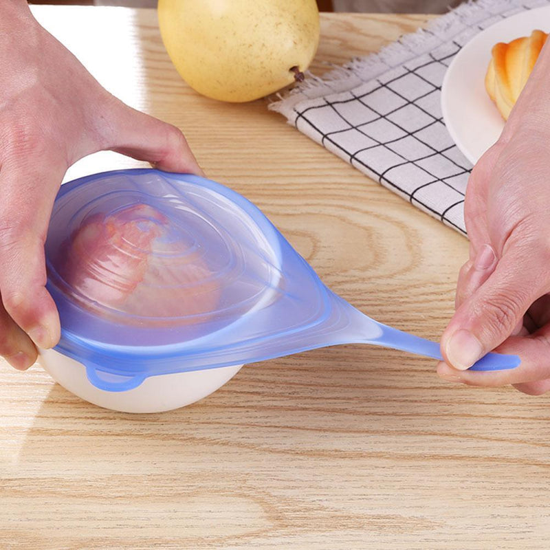 12pcs Heat Resistant Silicone Stretch Lids Food Wrap Bowl Pan Cover?Blue)