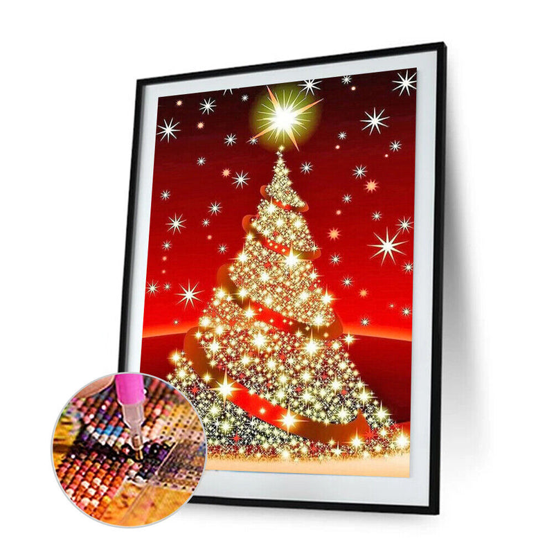 5D DIY Full Drill Round Shape Christmas Tree Rhinestone Diamond Drawing Kits