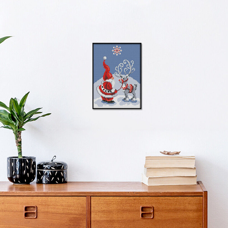 Santa and Elk 14CT Counted Embroidery DIY Full Cross Stitch Handmade Cotton Art