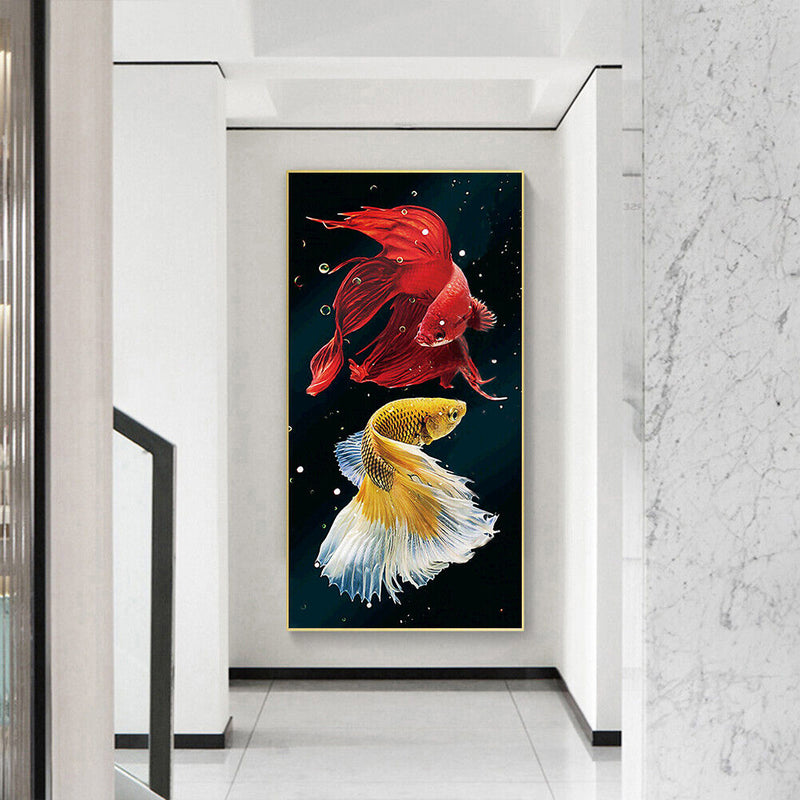 Two Fish Oil Paint By Numbers DIY Canvas Wall Art Picture Craft Home Decoration