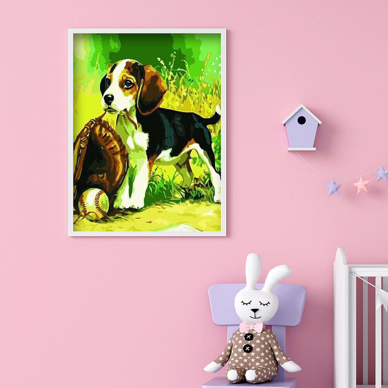DIY Digital Oil Painting Dog and Baseball No Frame Picture By Number Home Craft