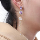 Long Asymmetrical  Women Ear Stud Dangle Earrings Rhinestone Drops Earrings