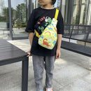 Children Cute Cartoon Print Nylon Chest Bags Mini Crossbody Bags (Yellow)