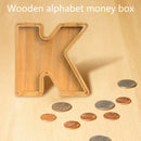 Creative Saving Box 26 English Alphabet Wooden Money Storage Box Jar (K) Newly