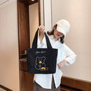 Cute Girls Corduroy Handbag Large Capacity Bear Print Top-handle Bag Women Totes