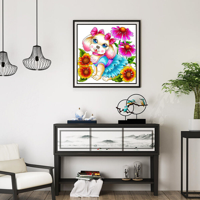 Flower Dog 5D DIY Partial Special Shape Drill Diamond Painting Kits Decor Newly
