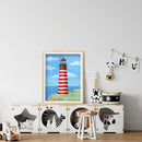 5D DIY Full Drill Round Shape Lighthouse Rhinestone Diamond Drawing for Home