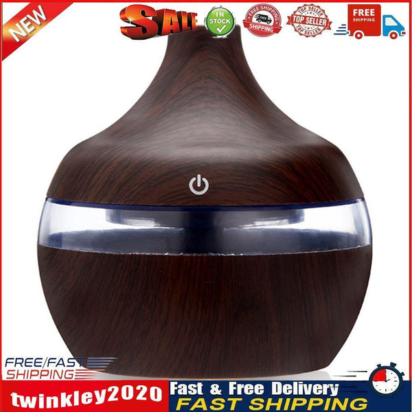 Aroma Oil Diffuser Ultrasonic Wood Grain Air Humidifier (Dark wood grain) Newly