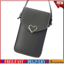 Leather Shoulder Messenger Bag Women Touch Screen Phone Pouch (Dark Grey)