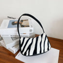 Plush Soft Women Shoulder Bag Female Animal Cow Zebra Pattern Underarm Handbags