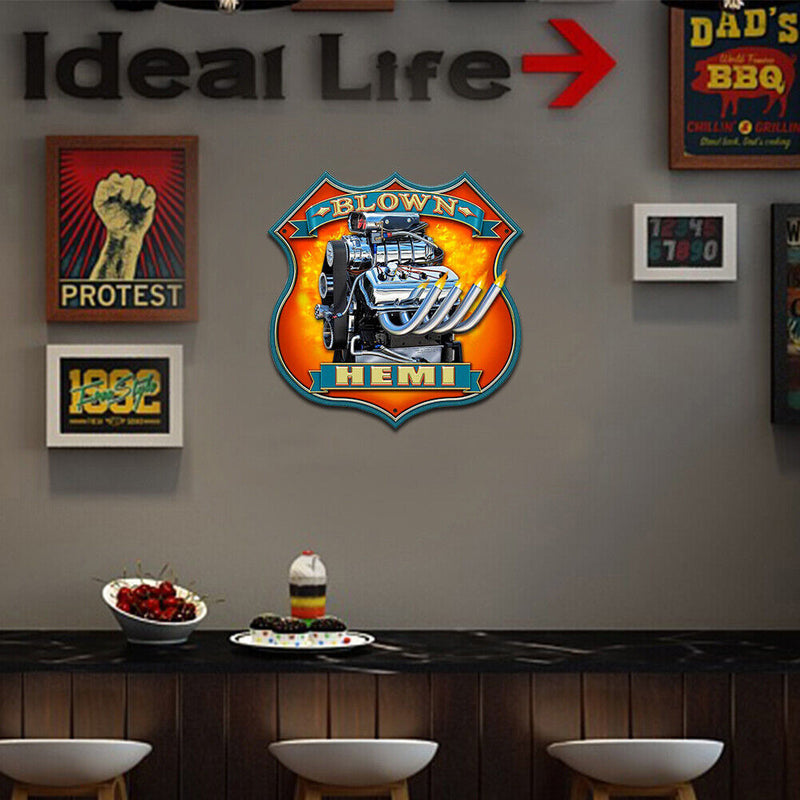 Shield Shape Racing Engine Retro Metal Plate Tin Sign Poster Plate Iron Paints