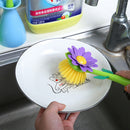 Long Handle Pot Brush Flower Dishwashing Cleaning Kitchen Brushing (Green)