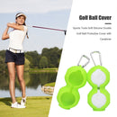 Sports Silicone Double Golf Ball Protective Cover with Carabiner (Green) Newly