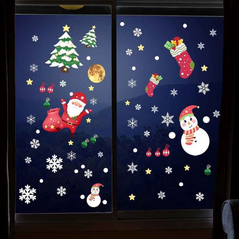 Christmas Santa Window Glass Stickers Mirror Stickers Snowflake Wall Door~
