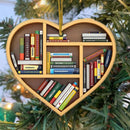 Book Lovers Heart-Shaped Bookshelf Pendant Ornament Christmas Tree Decor x 1 Pc#