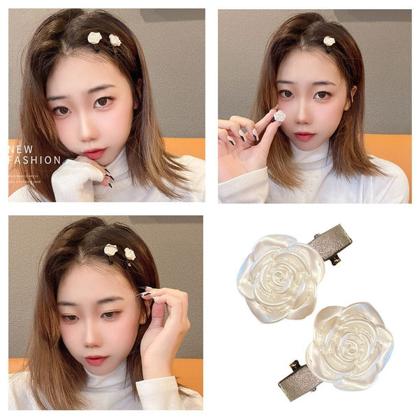 Women Girls Milk White Color Slid Clip Hairpin Hair Accessories Barrettes
