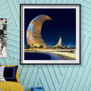 5D DIY Diamond Painting Moon Building Full Round Drill Mosaic Art Picture