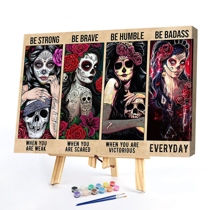 Frameless Lady Skeleton Oil Oil Paint By Numbers DIY Handmade Drawing On Canvas