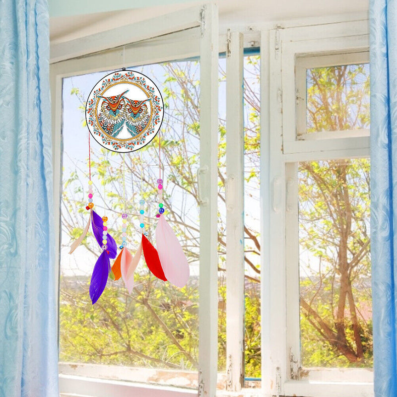 Acrylic Lucky Wind Chime Diamond Painting Dream Catcher Pendant Home Art Deco