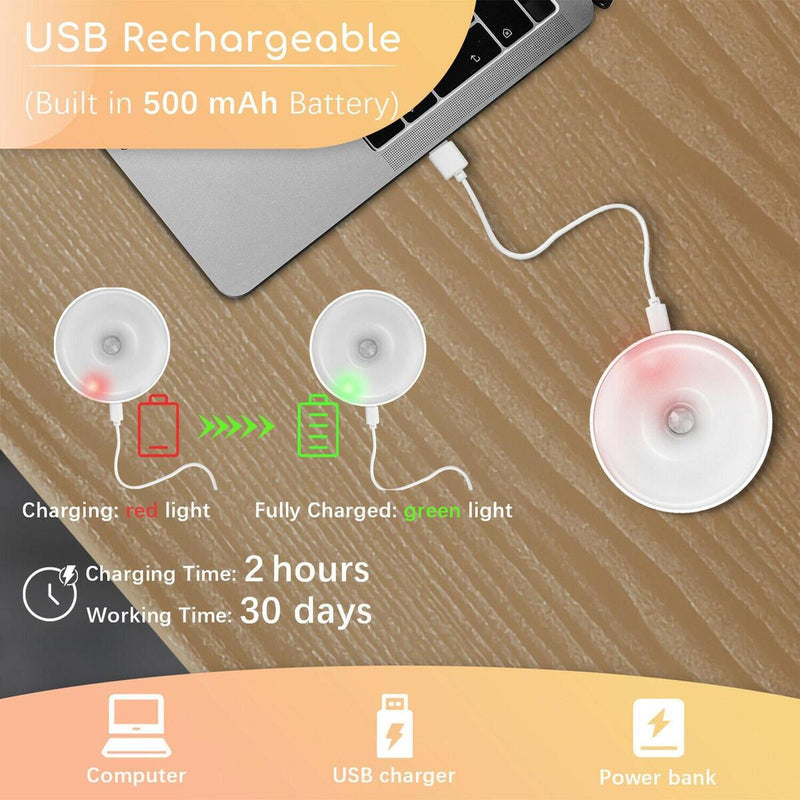 LED Night Light Motion Sensor Lights Wireless Rechargeable Cabinet Lamp FAST`