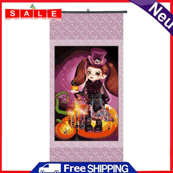 Hand Painted on Canvas DIY Evil Girl Oil Paint By Numbers Drawing Kit Ornaments