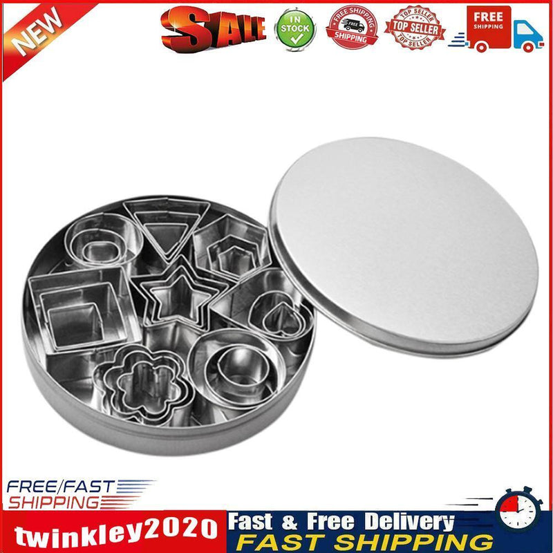 24pcs Stainless Steel Mini Cookie Cutter Set Baking Pastry Cutters Slicers Newly